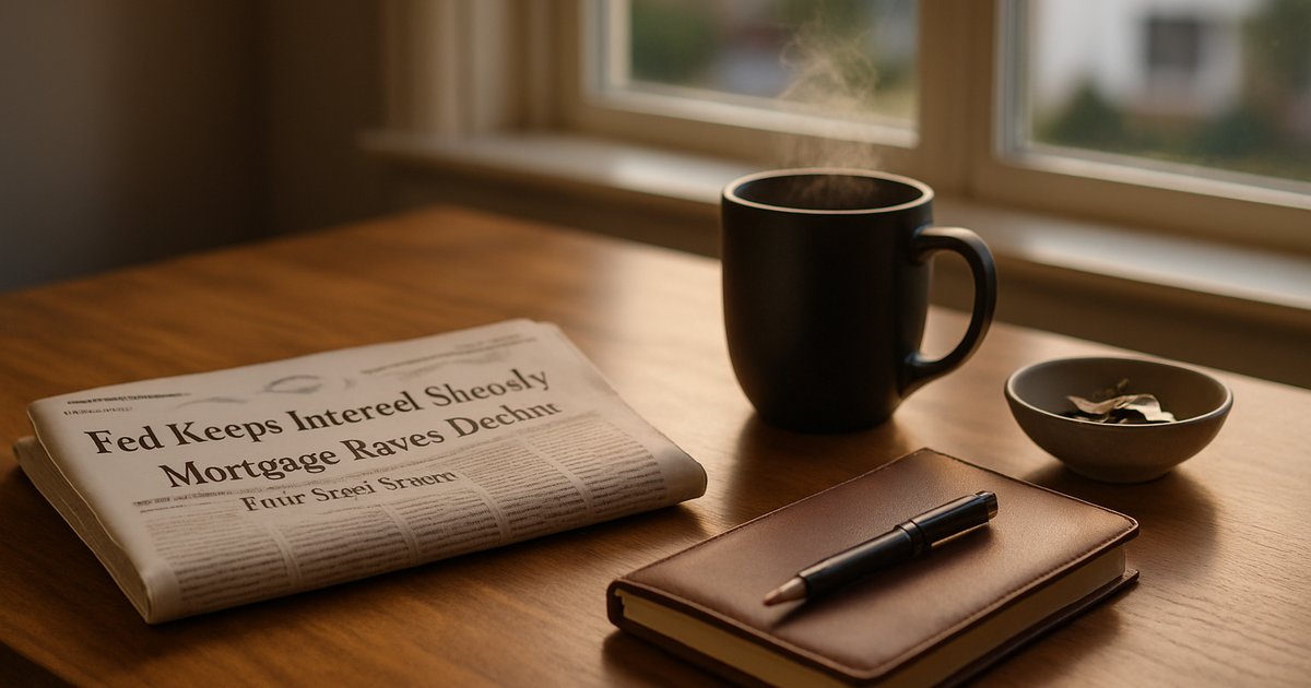 Federal Reserve mortgage rate news on a realtor desk in morning light